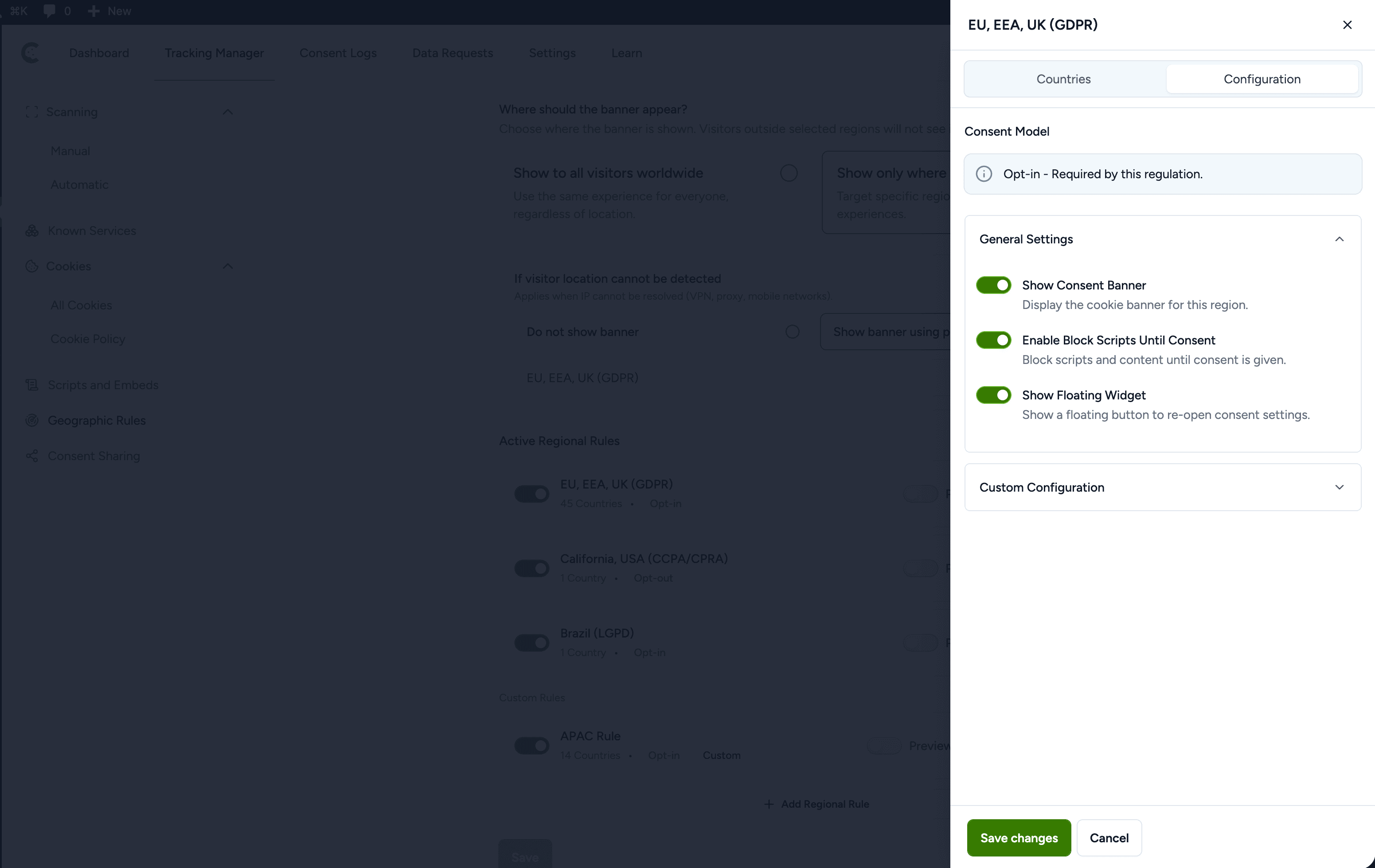 How to Set Up Geographic Targeting Consent banner configuration settings