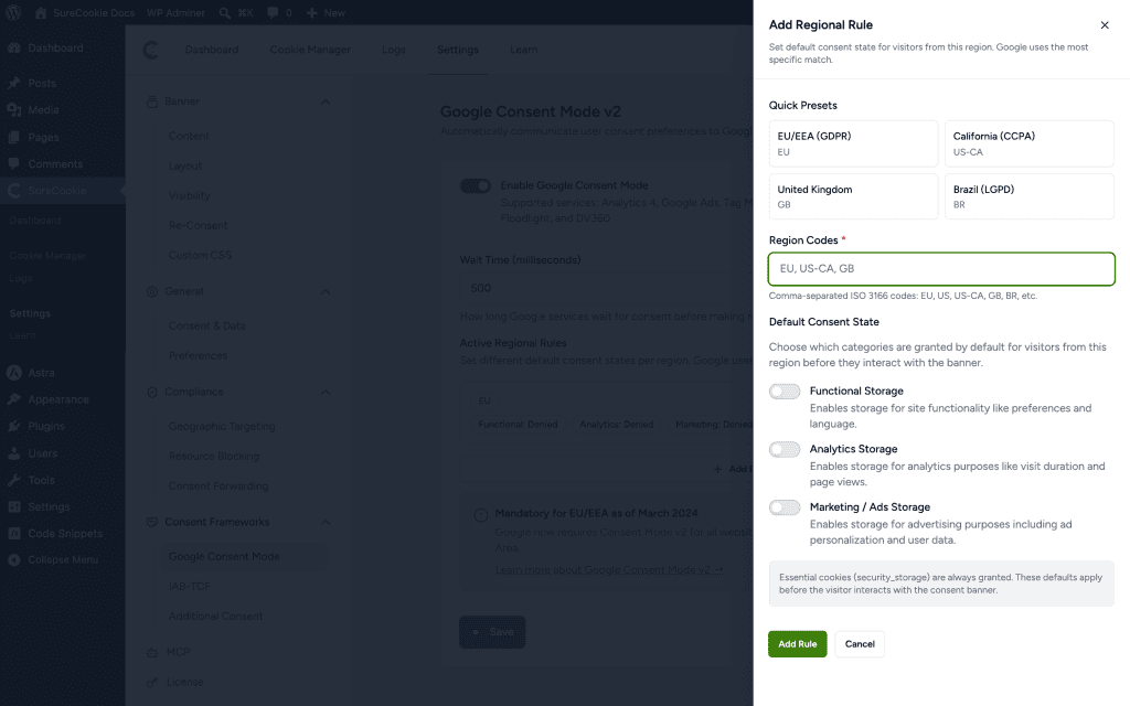 Setting Up Google Consent Mode v2 Google Consent Mode settings UI