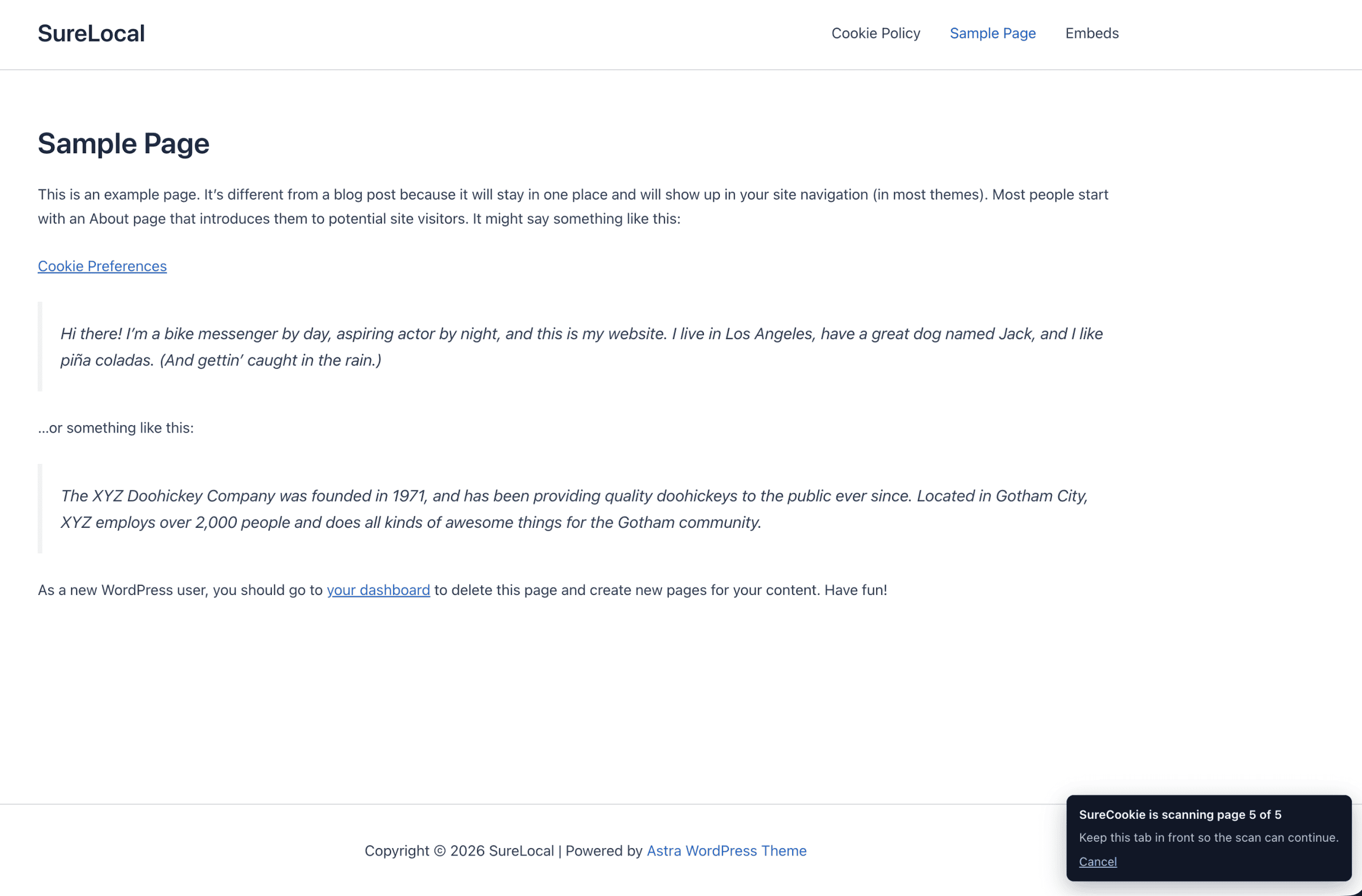 Scanning Your Site From Your Browser Sample page for {{site_name}}