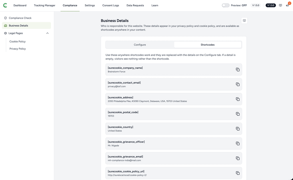 Setting Up Your Business Details Business details configuration screen