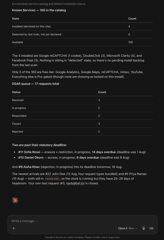 SureCookie MCP Abilities Known services installation status report